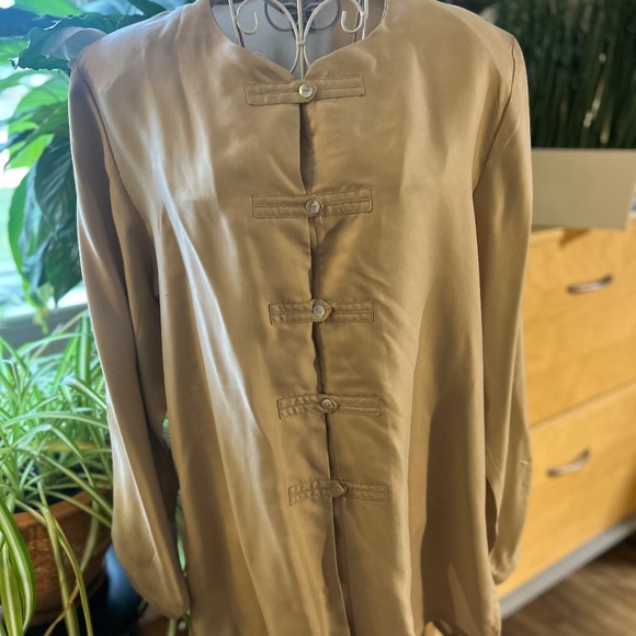 Anne Carson vintage 1990’s tan silk tunic - Picture 2 of 5